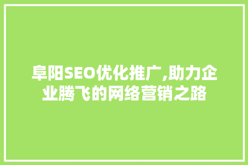 阜阳SEO优化推广,助力企业腾飞的网络营销之路