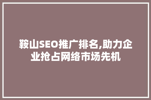 鞍山SEO推广排名,助力企业抢占网络市场先机