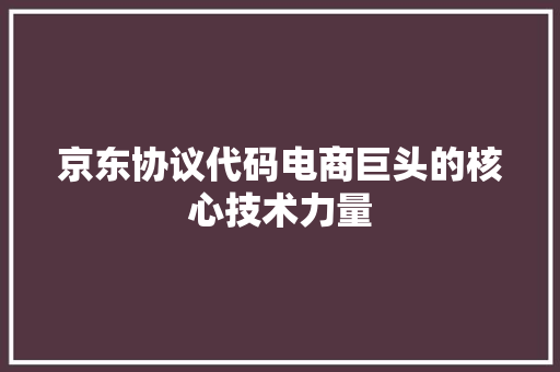 京东协议代码电商巨头的核心技术力量