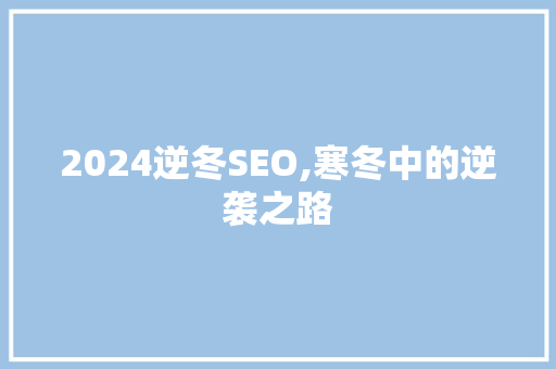 2024逆冬SEO,寒冬中的逆袭之路