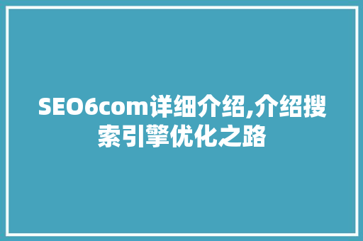 SEO6com详细介绍,介绍搜索引擎优化之路