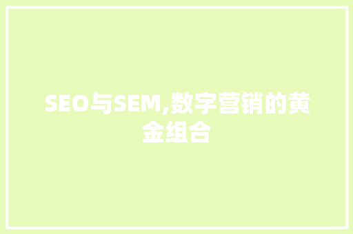 SEO与SEM,数字营销的黄金组合