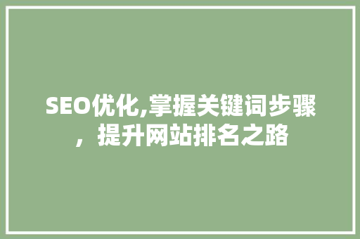 SEO优化,掌握关键词步骤，提升网站排名之路
