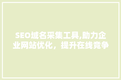 SEO域名采集工具,助力企业网站优化，提升在线竞争力