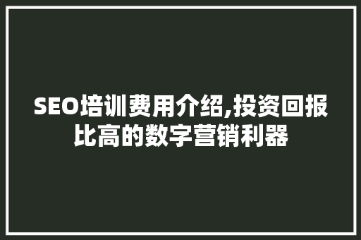 SEO培训费用介绍,投资回报比高的数字营销利器