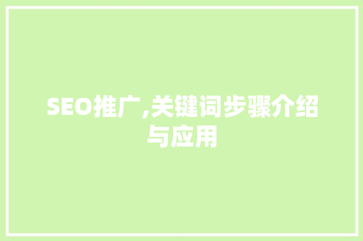 SEO推广,关键词步骤介绍与应用