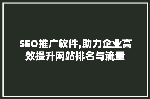 SEO推广软件,助力企业高效提升网站排名与流量