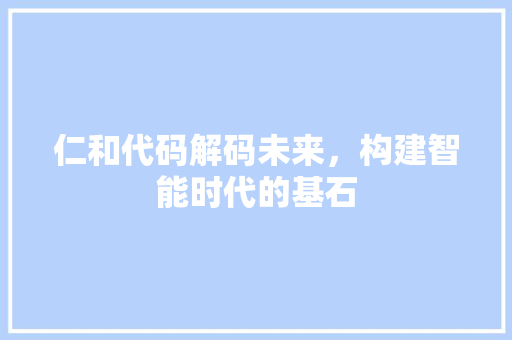 仁和代码解码未来，构建智能时代的基石