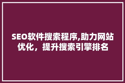 SEO软件搜索程序,助力网站优化，提升搜索引擎排名