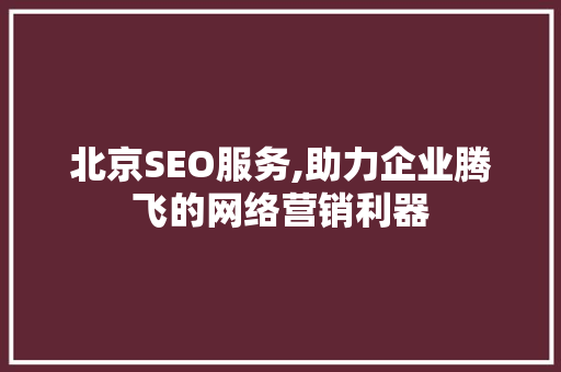 北京SEO服务,助力企业腾飞的网络营销利器