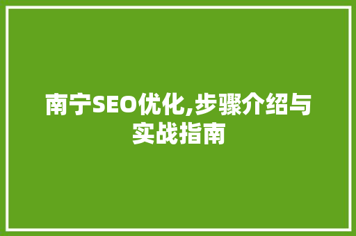 南宁SEO优化,步骤介绍与实战指南