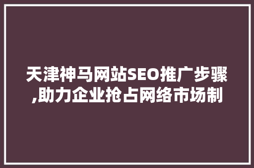 天津神马网站SEO推广步骤,助力企业抢占网络市场制高点