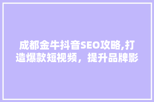 成都金牛抖音SEO攻略,打造爆款短视频，提升品牌影响力