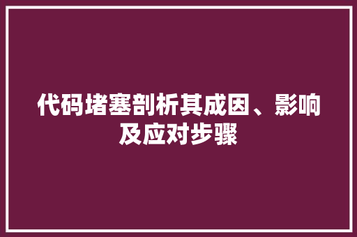代码堵塞剖析其成因、影响及应对步骤