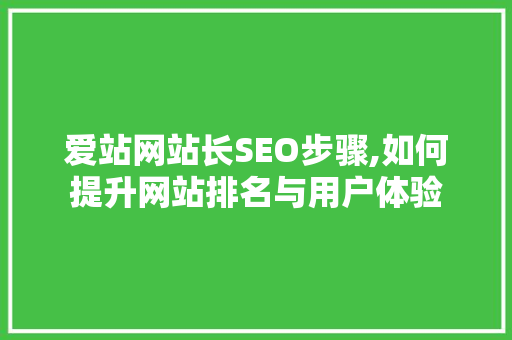 爱站网站长SEO步骤,如何提升网站排名与用户体验