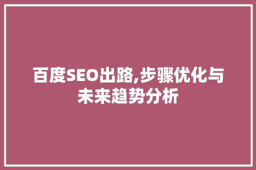 百度SEO出路,步骤优化与未来趋势分析