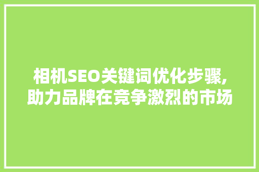 相机SEO关键词优化步骤,助力品牌在竞争激烈的市场脱颖而出