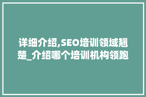 详细介绍,SEO培训领域翘楚_介绍哪个培训机构领跑行业