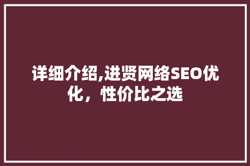 详细介绍,进贤网络SEO优化，性价比之选