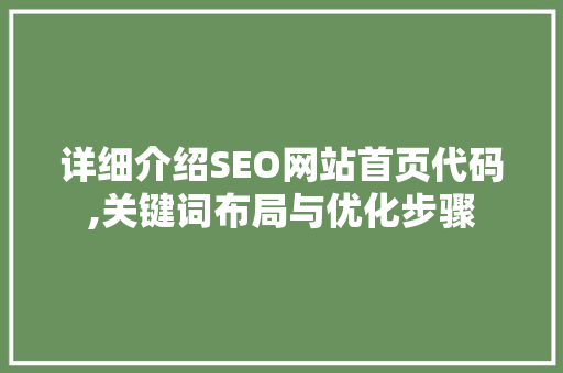 详细介绍SEO网站首页代码,关键词布局与优化步骤
