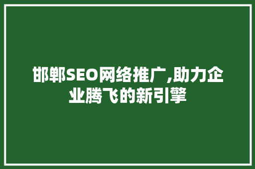 邯郸SEO网络推广,助力企业腾飞的新引擎