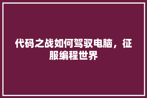 代码之战如何驾驭电脑，征服编程世界