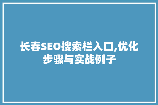 长春SEO搜索栏入口,优化步骤与实战例子