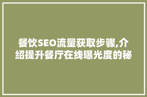 餐饮SEO流量获取步骤,介绍提升餐厅在线曝光度的秘密武器