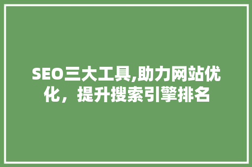 SEO三大工具,助力网站优化，提升搜索引擎排名  第1张