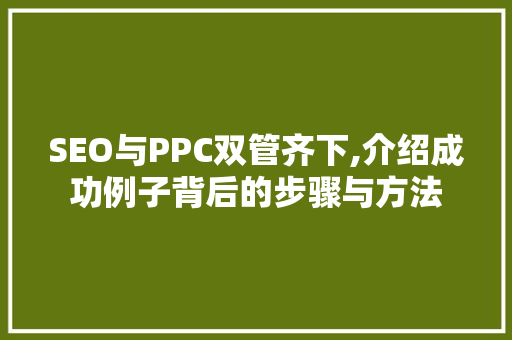 SEO与PPC双管齐下,介绍成功例子背后的步骤与方法  第1张