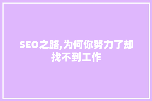 SEO之路,为何你努力了却找不到工作