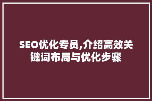 SEO优化专员,介绍高效关键词布局与优化步骤