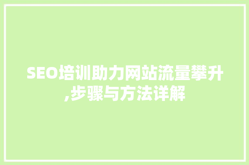 SEO培训助力网站流量攀升,步骤与方法详解