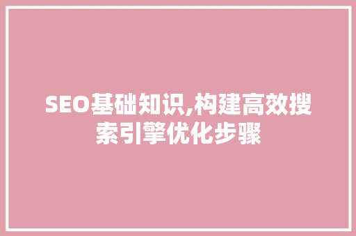SEO基础知识,构建高效搜索引擎优化步骤