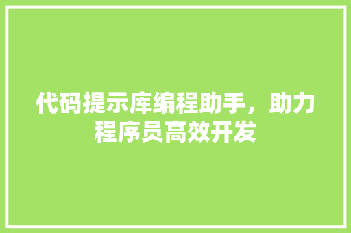 代码提示库编程助手，助力程序员高效开发