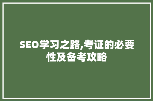 SEO学习之路,考证的必要性及备考攻略