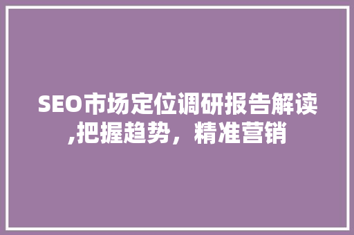 SEO市场定位调研报告解读,把握趋势，精准营销