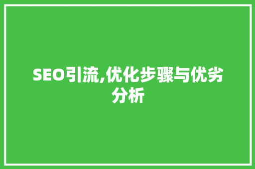 SEO引流,优化步骤与优劣分析