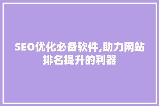 SEO优化必备软件,助力网站排名提升的利器