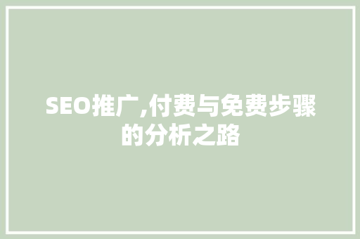 SEO推广,付费与免费步骤的分析之路