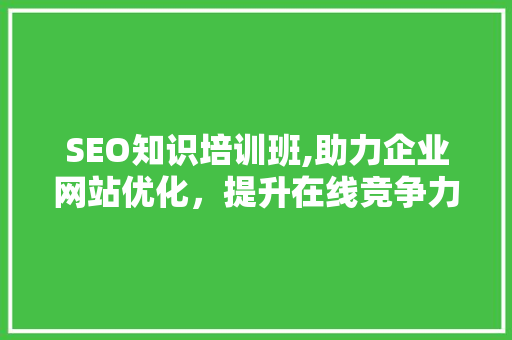SEO知识培训班,助力企业网站优化，提升在线竞争力