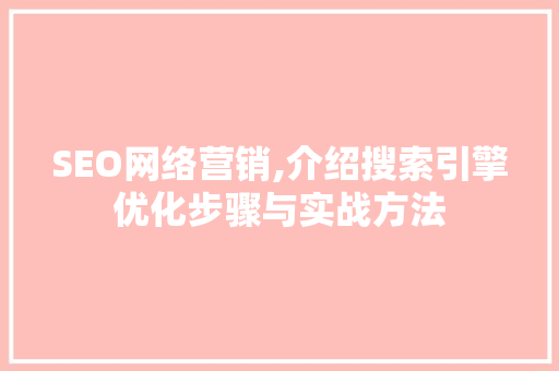 SEO网络营销,介绍搜索引擎优化步骤与实战方法
