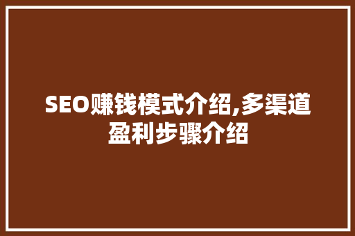 SEO赚钱模式介绍,多渠道盈利步骤介绍
