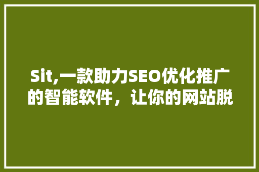 Sit,一款助力SEO优化推广的智能软件，让你的网站脱颖而出