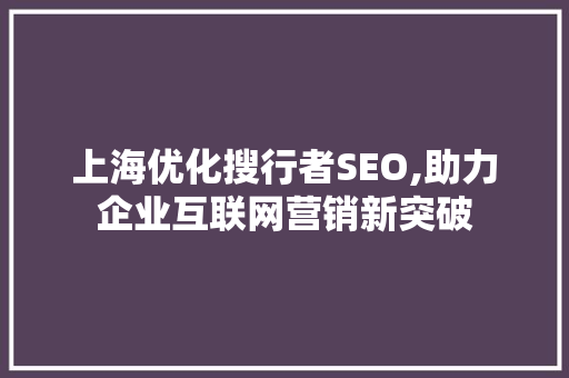 上海优化搜行者SEO,助力企业互联网营销新突破