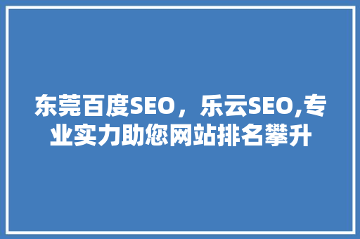 东莞百度SEO，乐云SEO,专业实力助您网站排名攀升