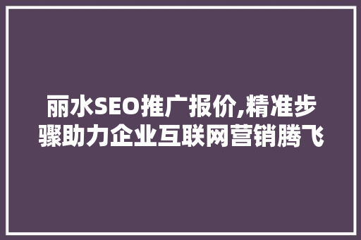 丽水SEO推广报价,精准步骤助力企业互联网营销腾飞