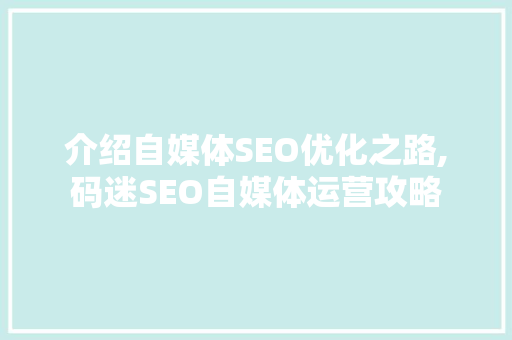 介绍自媒体SEO优化之路,码迷SEO自媒体运营攻略