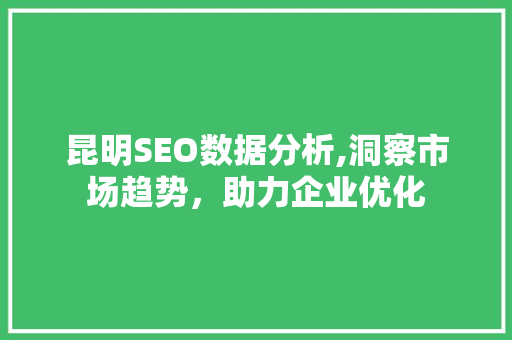 昆明SEO数据分析,洞察市场趋势，助力企业优化