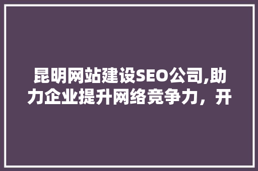 昆明网站建设SEO公司,助力企业提升网络竞争力，开启数字化营销新时代